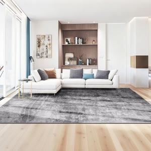 Voyantek 5x7 Area Rugs for Living Room,Ultra Soft Faux Wool Rugs for Bedroom,Dining Room,Non-Slip Backing Washable Rugs,Stain Resistant Home Decor Rug (Black/Grey, 5' x 7')
