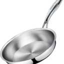 8 inch Tri-Ply Stainless Steel Frying Pan,No Coatings PFOA&PTFE Free Skillets,Chef's Pans,Dishwasher and Oven Safe Cookware, Compatible with All Cooktops