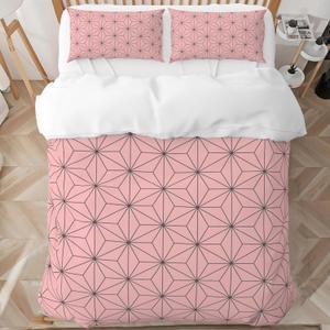 INFLAG Anime Bedding Set, 3-Piece Anime Duvet Cover Full Size Ultra Soft Breathable 3D Printed Microfiber Comforter Cover, Cartoon Quilt Cover, Teen Comforter Cover with 2 Pillowcases (Full,Pink)