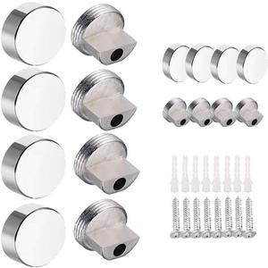 AZVALVOL Mirror Clip Mirror Hanging Hardware Mirror Holder Clips Metal Round Mirror Mounting Clips 8Pcs Zinc Alloy Clips for 3-6mm Thick (Chrome, 8)