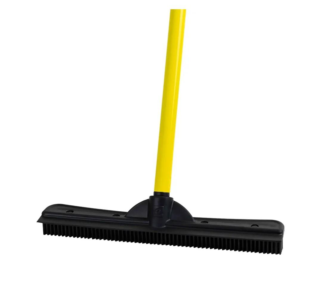 FURemover Original Pet Hair Rubber Broom with Squeegee, with 58" Telescopic Handle for Carpet, Tile and Hardwood