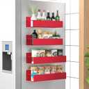 6 Pack Magnetic Spice Storage Rack Organizer for Refrigerator and Oven, Red Fridge Organizers and Storage