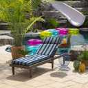 Arden Outdoor Chaise Cushion, 21 in x 72 in, Weather-Proof, Rain-Proof, Fade Resistant Patio Cushion for Chaise Lounger Sapphire Aurora Blue Stripe