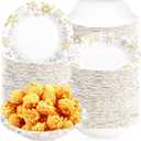 100Pcs Snowflake Paper Bowls 12 Oz Disposable Gold Silver Winter Bowl White Gold Snowflake Salad Bowls for Winter Holiday Wedding Party Decorations