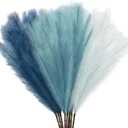 9Pcs 3FT Colorful Faux Pampas Grass for Boho Decor, KALYLOC Non-Shedding Fluffy Artificial Bulrush, Tall Reed Fluffy Stems Vase Filler Living Room Wedding Decoration (Light Blue)