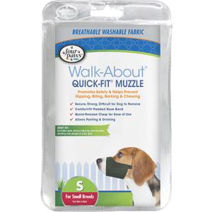 Four Paws Walk-About Quick-Fit Adjustable Dog Muzzle for Small Dogs, Washable & Breathable, Black, 1 Count