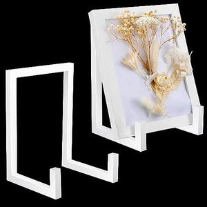 Sweetude 2 Pcs Large Plate Stands for Display Metal Frame Plate Holder Display Stand Decorative Table Top Easels for Picture, Book, Platter, Photo Easel(White,8 Inch)