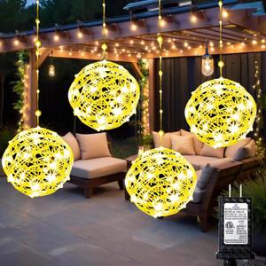 Christmas Ball Lights - 160LED Outdoor Tree Globe String Lights, 8 Modes Waterproof Sphere Lantern Lights, Christmas Decor for Tree Garden Porch (Warm White, 4pack) (7.1in - 4pc - plug in)