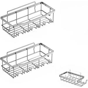 Premium Stainless Steel Shower Box Non-perforated bathroom shelves Shower rack Sticky shower box 5 Pack Stainless Steel Bathtub Organizer Bathroom storage and home dcor (Stainless steel (set of three)) Premium Stainless Steel Shower Box Non-perforated bathroom shelves Shower rack Sticky shower box 5 Pack Stainless Steel Bathtub Organizer Bathroom storage and home dcor (Stainless steel (set of three))