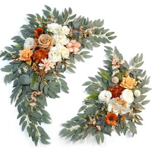 Artificial Wedding Arch Flowers Kit(Pack of 2) for Wedding Arch, Bridal Shower, Ceremony and Reception Backdrop Decoration (Caramel & White)