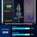 2 Pack 90W USB C Car Charger Super Fast Charging for iPhone 17 Pro Max/Air/16/15/iPad, Samsung S26 Android Phone, Dual 45W PD Port Auto Accessories, 12V Cigarette Lighter Adapter + 3.3 ft Type C Cord