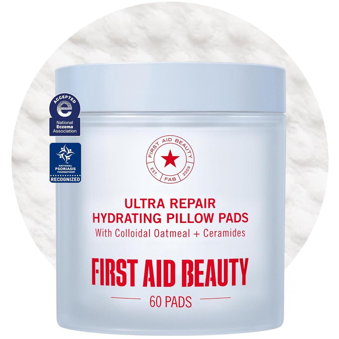First Aid Beauty - Facial Radiance Pads, Daily Exfoliating Pads with AHA, Visibly Smaller Pores, Help Tone & Brighten Skin, One-Step Makeup Prep, Compostable