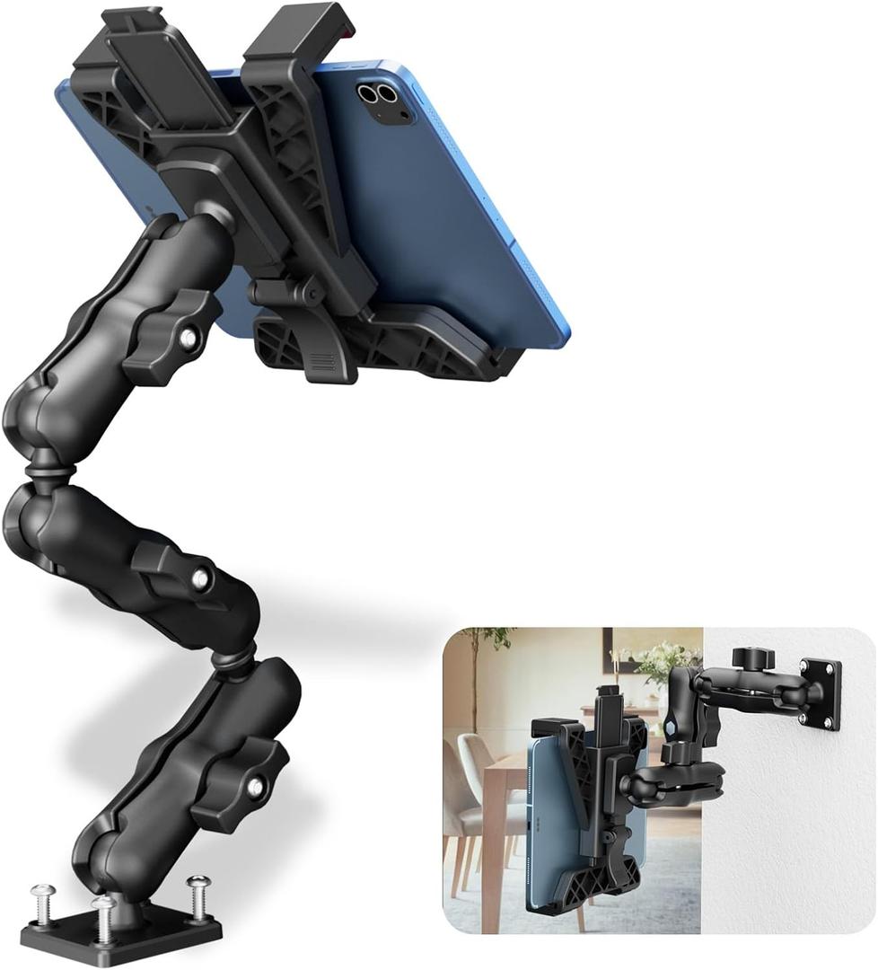 OHLPRO Heavy Duty Tablet Holder for Truck, iPad Holder for Car Drill Base, 360Adjustable 3-Stage Arm Car Mount for All 7" - 11.5" iPad Pro,Mini,Samsung Tab, Nexus, Great for Desks, Wall, Businesses