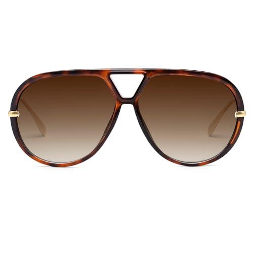 VANLINKER Trendy Polarized Aviator Sunglasses for Women Men Retro Oversized Round Sunglasses Vintage Side Shield Shades VL9798