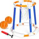 Sloosh Pool Basketball Hoop Toys, Floating Basketball Pool Game, Swimming Floats Toys with Balls Pump, Summer Outdoor Water Play Toy for Kids and Adults (Blue Orange)