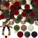 XunYee 48 Pcs Christmas Velvet Beads for Craft 16 mm Flocking Spacer Ornament Christmas Tree Ornament Velvet Bead for DIY Jewelry Making Garland Tiered Tray Tree Decor (Xmas Colors)