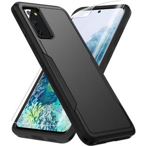 for Galaxy S20 Case,with Screen Protector [Military Grade Drop Tested] Heavy-Duty Tough Rugged Shockproof Protective Case for Samsung Galaxy S20 6.2 inch, Black