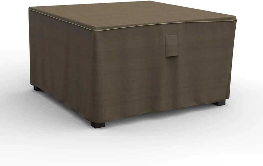 Budge StormBlock Hillside Square Patio Table Cover Premium, Outdoor, Waterproof, Large, Black and Tan Weave