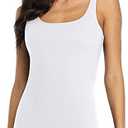 V FOR CITY Women's Cotton Tank Top with Shelf Bra Adjustable Wider Strap Camisole Basic Cami Tanks, White, L