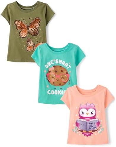 The Children's Place Baby-Girls and Toddler School,Learning Short Sleeve Graphic T-Shirts,3 Pack, Size 2T