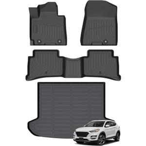 Floor Mats & Cargo Liner for Hyundai Tucson 2016 2017 2018 2019 2020 2021, All Weather TPE Rubber Floor Liner for Tucson, Waterproof Anti-Slip Full Set Floor Mats, Front, Rear, Trunk Mats