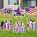 6 Pcs Military Welcome Home Yard Sign We Are So Proud of You with Stakes Army Homecoming Party 4th of July Decoration Patriotic Deployment Returning Outdoor Lawn Supplies