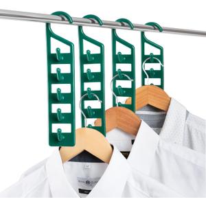CraftyCrocodile Space Saving Hangers for Clothes - 4 in Pack, Heavy Duty Plastic, Multi Closet Space Savers for Shirts, Pants, Jeans, Sweaters - Hanger Organizer Space Saver