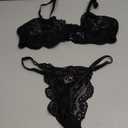 Lilosy Sexy Underwire Push Up Scallop Floral Lace Sheer Lingerie Set for Women Bra and Panty 2 Piece (Small, Black)