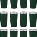 12 Ct of 20 Oz Two-Tone Himalayan Stainless Steel Tumblers with Lid – Dark Green – Customizable Insulated Cups for Water, Coffee, Hot & Iced Drinks – Great for DIY, Events, Work