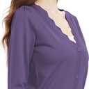 Women's Short Sleeve Cropped Cardigan Button Down Sweater Lightweight Knit Shrugs (Purple, XL)