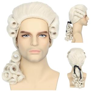 Miss U Hair Man Funny Wigs Men Blonde Colonial Powdered Wig Historical 18Th Century Wig for Halloween Costume