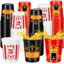 Domensi 48 Pcs Movie Night Cups 16oz Movie Night Party Supplies Party Decorations Reusable Stadium Plastic Cups for Movie Night Theme Party Birthday Gift