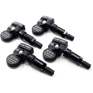 Set of 4 Veritek VPS001 TPMS 433mhz Tire Pressure Sensors for Porsche Replaces OE Part # 99760602101 99760602102 95536166100 w/Black Aluminum Valve Stems