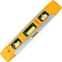 SagaSave Magnetic Spirit Level, 230mm/9.06 inch Torpedo Lightweight Small Plastic Shockproof Level with 3Pcs Level Bubbles for Construction Industrial Household Measurement (Yellow)