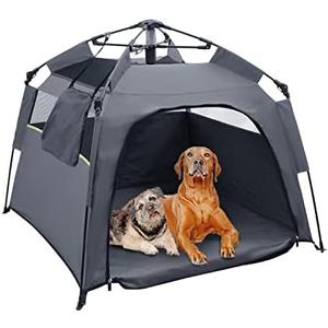 Pop Up Dog Tents, Plusvivo Foldable Cool Mesh Camping Tent - 40" X 40" X 28" With Shoulder Bag & UV Canopy