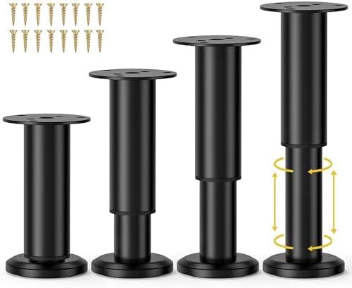 Wlrrcwdttc 4 Pcs Metal Adjustable Furniture Legs 4.72-7.87 inch, Adjustable Cabinet Legs for Sofa/Bed/Chair/Couch/Dresser/Table,Heavy Duty Bed Replacement Support Legs for Bed Frame/Bed Center Slat