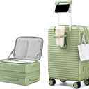 HanTrip 20 Inch Carry on Luggage 22x14x9 Airline Approved Hard Shell Suitcases with Wheels, Top Opening Expandable Carry on Luggage with Cup Holder Small Rolling Suitcase with Lock, Bamboo Green