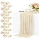12 Pack Beige Cheesecloth Table Runners 10FT Long – 35 x 120 Inch Boho Gauze Table Runners for Engagement, Wedding, Baby Shower & Home Decor – Soft Wrinkled Polyester Fabric