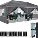 Heavy Duty Pop Up Canopy, Carport Canopy with UV Protection, Waterproof Fabric, Adjustable Heights, and Easy Assembly  Ideal for Outdoor Events, Camping, and Carports (10 x 20) (Grey) (Gray)