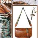 Vintage Crossbody Bag Western Bag Boho Purses For Women Leather Zipper With Adjustable Strap Shoulder Bag