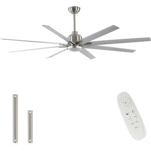 FINXIN Indoor Ceiling Fan Light Fixtures Brushed Nickel Remote LED 72 Ceiling Fans For Bedroom,Living Room,Dining Room Including DC Motor,8-Blades,Remote Switch