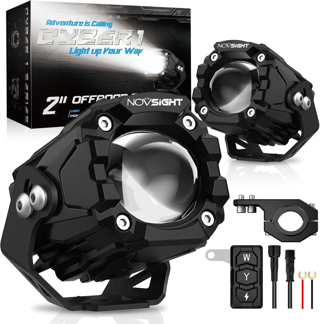 NOVSIGHT LED Pods Lights Driving Lights - 2'' with 8 Light Modes 2 Kinds Brackets, Waterproof Off Road LED Light Pod for Motorcycle Truck ATV UTV 5 Years Service (2 Inch White/Amber Driving Beam)