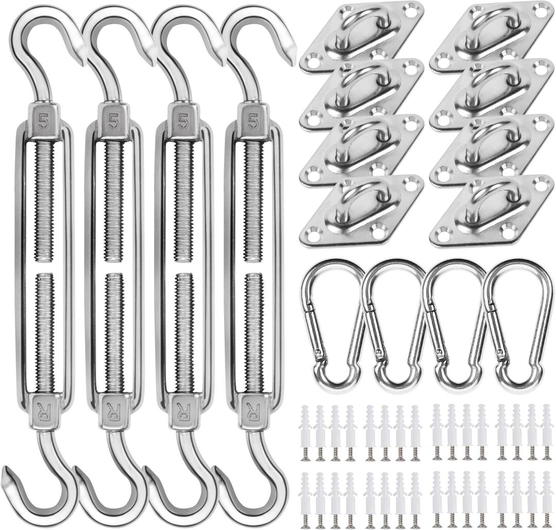 YOFIT Shade Sail Hardware Kit 5 inch for Triangle Rectangle Sun Shade Sail Installation, 304 Grade Stainless for Garden Outdoors, 80 Pcs