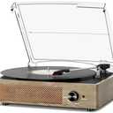 Bluetooth Vinyl Record Player,3-Speed Turntable with Stereo Speakers Vintage Phonograph Record Player, with RCA Line Out AUX in Headphone Jack Grey Wood