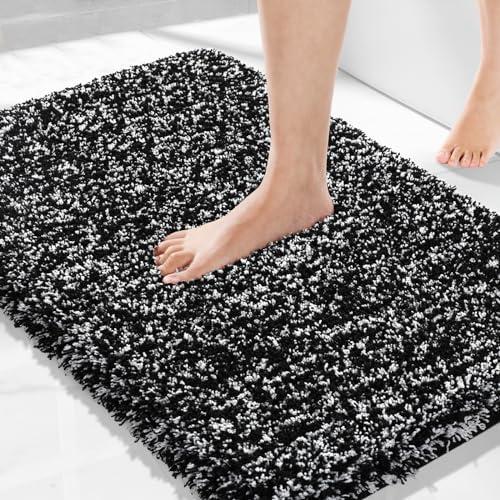 Amazon.com: Yimobra Bath Rugs for Bathroom 32x20, Ultra Soft and Water Absorbent Bath Mats, Non Slip Plush Shower Rugs, Microfiber Thick Matts for Bathroom Floor/Tub, Machine Washable, 32"x 20", Black and White : Home & Kitchen