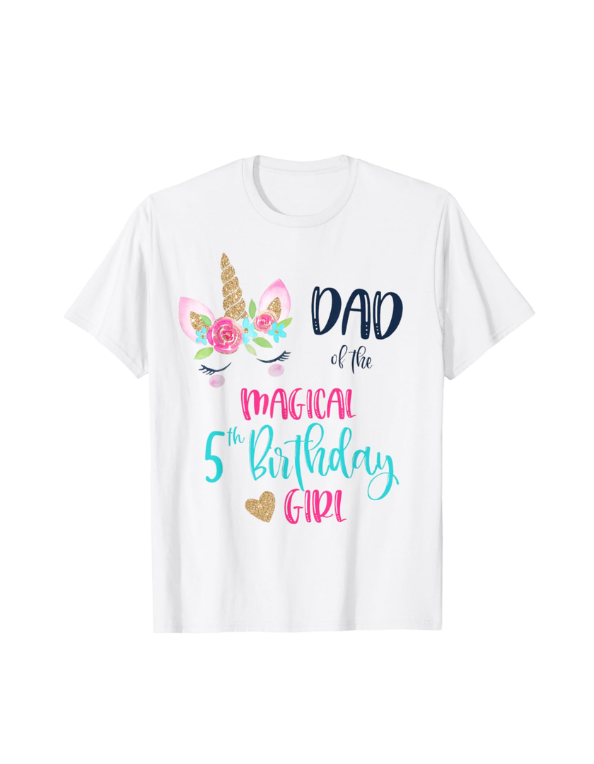 Unicorn Dad of the 5th Birthday Girl Shirt Matching Papa L