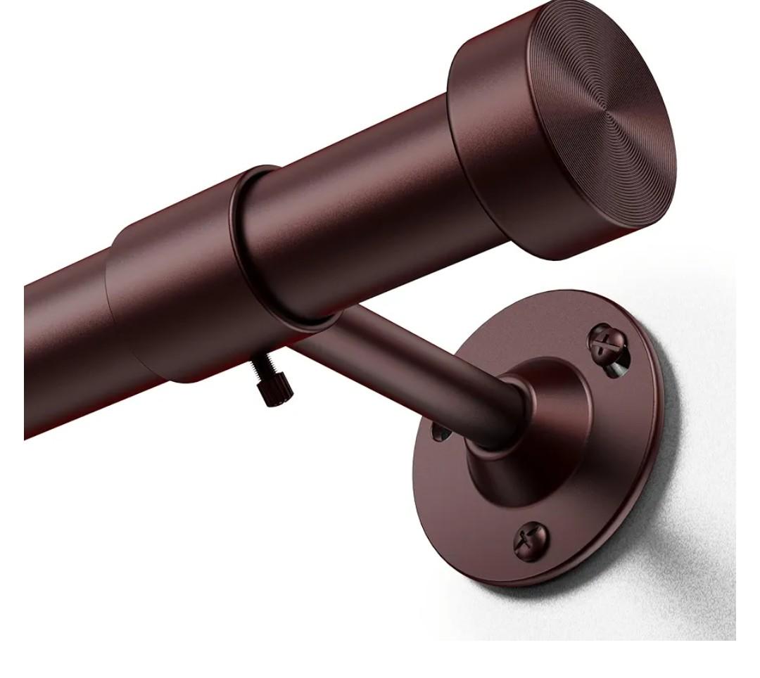 YaFex Heavy Duty Curtain Rods 32-150 Inch, 1 Inch Adjustable Bronze Curtain Rod for Windows, Extra Long Window Treatment Rods with Aluminium Finials, Easy Installation