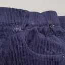 SeekMe Women's Corduroy Pants Barrel Mid-Rise Elastic Waist Cord Pants Casual Wide Leg Baggy Trouser with Pockets (Medium, Navy)