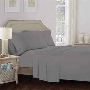 Dark Gray Twin Flat Sheet, 100% Cotton Twin Flat Sheet Only, Back to School College Essentials, Breathable & Comfortable, Cool & Crisp Percale Weave Top Bed Sheet, (Twin, Dark Gray)