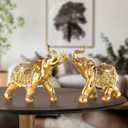 Lucky Elephant Statue,2Pack 7" Elephant Decor,Elephants Figurine for Home Decor Unique and Ornament for Living Room,Table Centerpiece Shelf and Office Adds(Resin Craft)